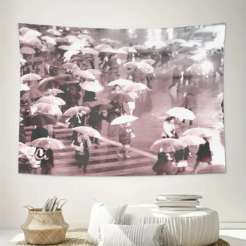 unframed Vintage Cityscape Tapestry Wall Hanging Urban Photography Retro Street Scene Wall Art Decor Aesthetic Room Decor Minima