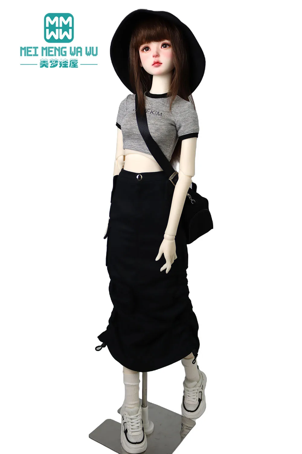 BJD poppenkleertjes voor 1/3 1/4 BJD poppenkleertjes DD SD MSD pop mode brief t-shirt denim rok