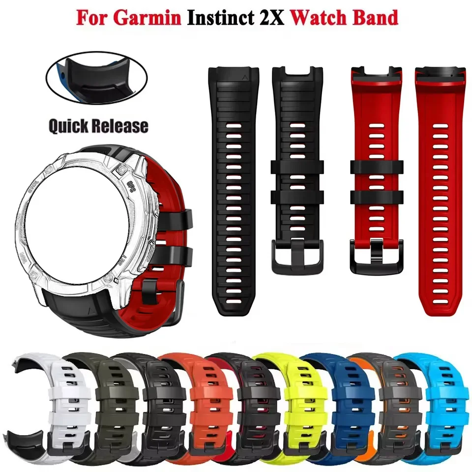 Offizielles Armband für Garmin Instinct 2X Solar/Instinct 3 50 mm Smartwatch-Band Herren Silikon Sportarmband Armband Ersatz
