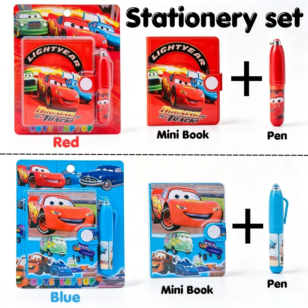 NEW HOT Pixar Cars Lightning McQueen Cartoon Stationery set for Kids Mini Notebook Pocket Book Student Pens School Reward Gifts