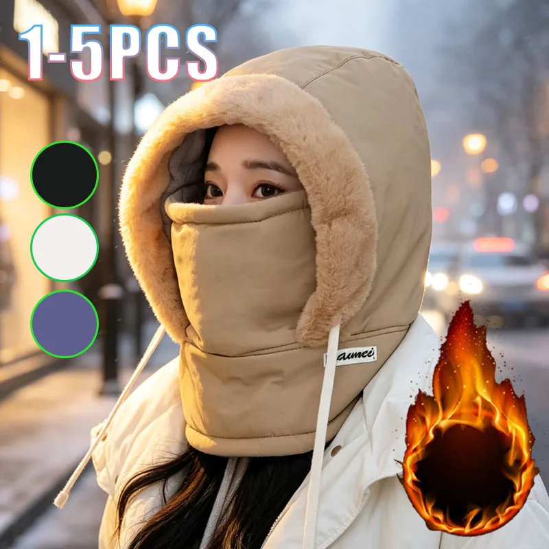 1-5PCS Women Winter Windproof Face Mask and Neck Gaiter Fleece Lined Thick Warm for Skiing Snowboarding Cycling Cold Weather