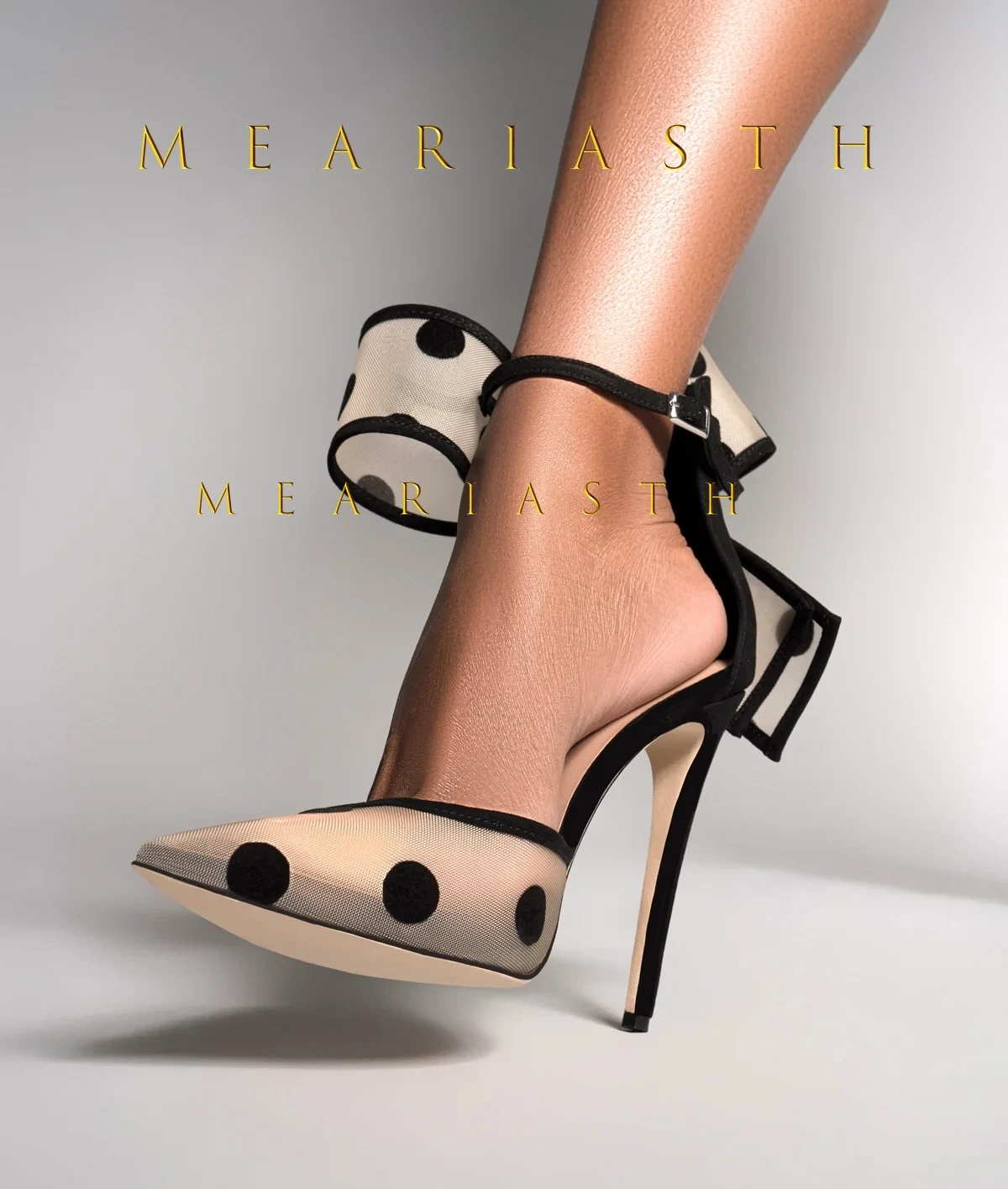 شبكة كبيرة Bowknot مدبب صندل كعب عالٍ المرأة أنيقة البولكا نقطة أنيق خنجر أحذية السيدات تنفس شيك مساء الصنادل #3