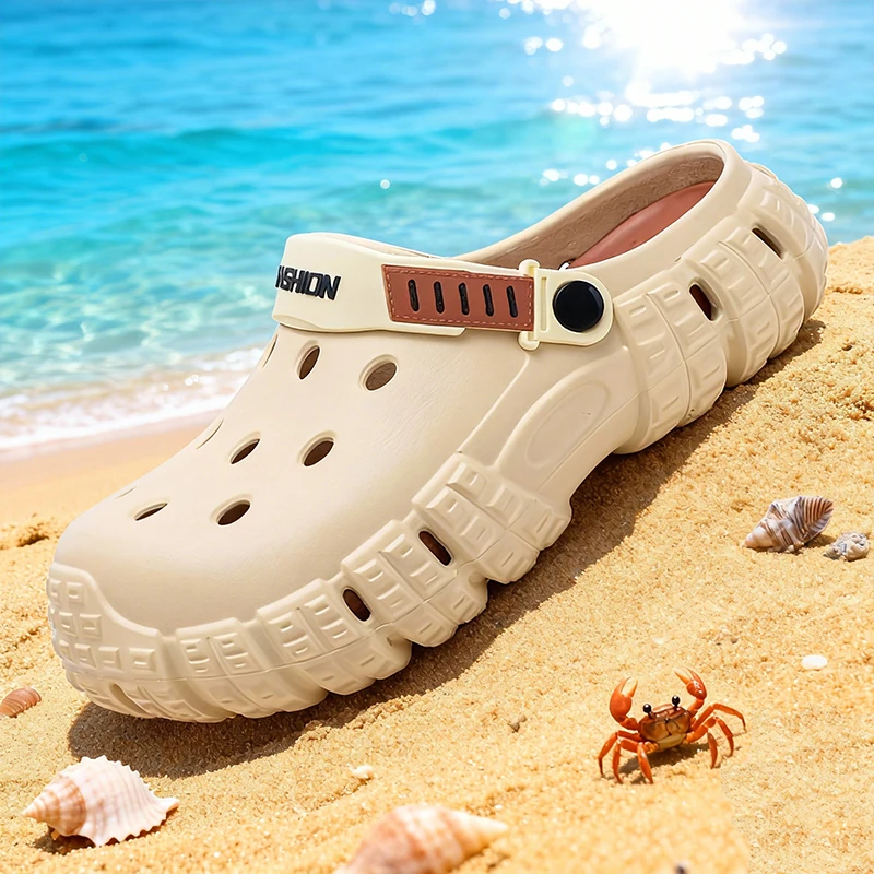 

Lightweight Vacation Men Slippers Beach Couple Sandals Outdoor Non-slip Men's Shoes Thick Soled Bao Tou Men Sandals ﻿