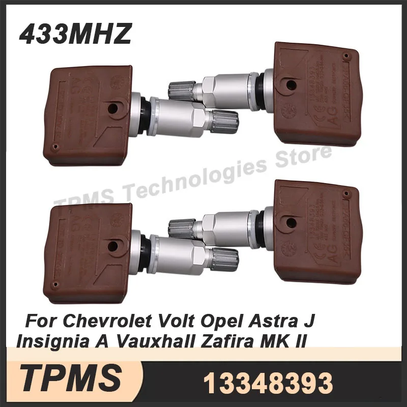 4PCS 13348393 TPMS Tire Pressure Monitoring Sensor For Opel Insignia A Astra J Vauxhall Zafira MK II Chevrolet Volt 433MHZ