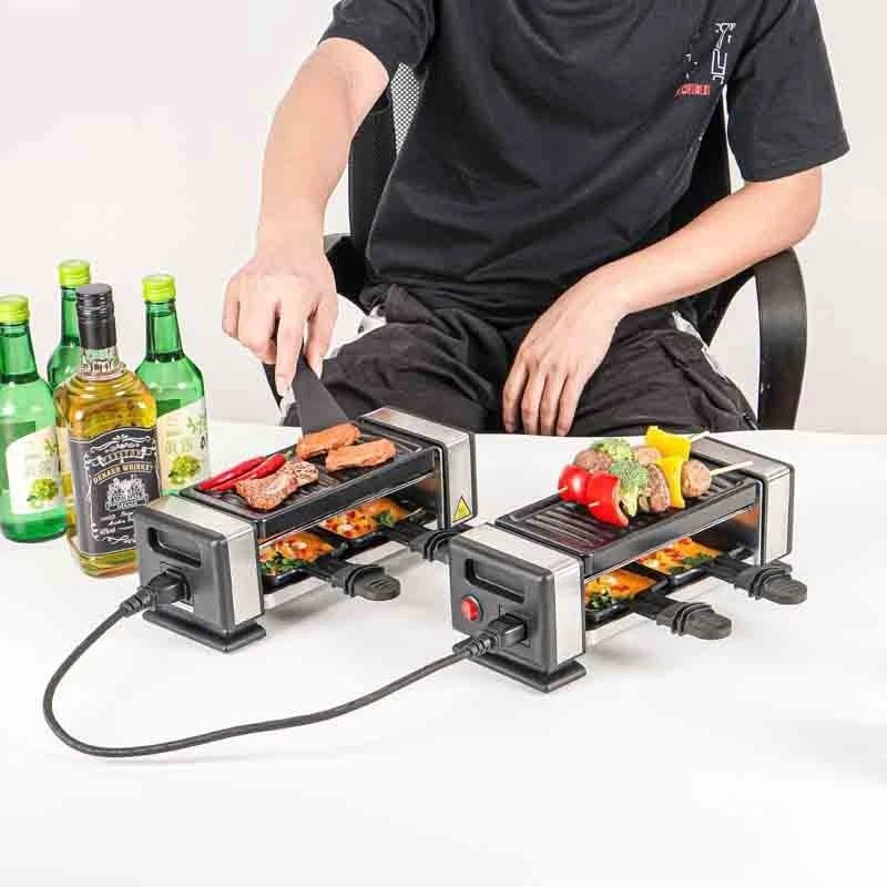 KB-82G2 Indoor Electric Raclette Grill 2 Person with Cheese Spatulas