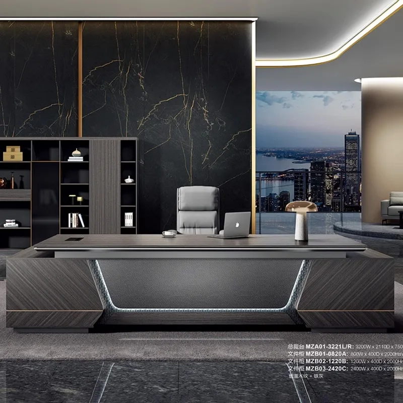 Scrivania da ufficio semplice e moderna, ufficio commerciale, combinazione di scrivania e sedia da manager alla moda