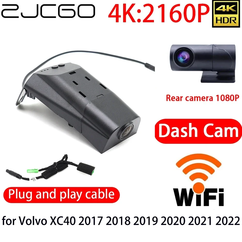 ZJCGO 4K Car DVR Dash Cam Wifi Front Rear Camera 24h Monitor for Volvo XC40 2017 2018 2019 2020 2021 2022