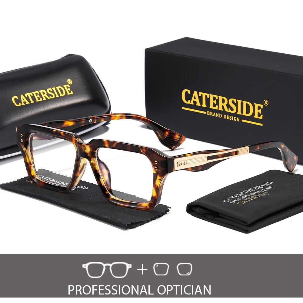 CATERSIDE Fashion Men's Optical Eyeglass Brand Unique Temple Design Customized Prescription Glasses Women's Daily Eyewear