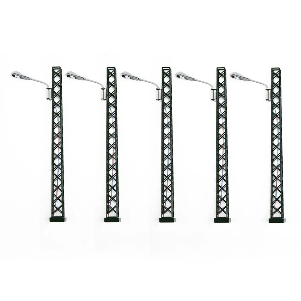 5x Model Railway Lights Lattice Mast Light, Gauge H0 Light Layout LED Lamp 5 Pieces Of Series Resistors For Connection To 12-1