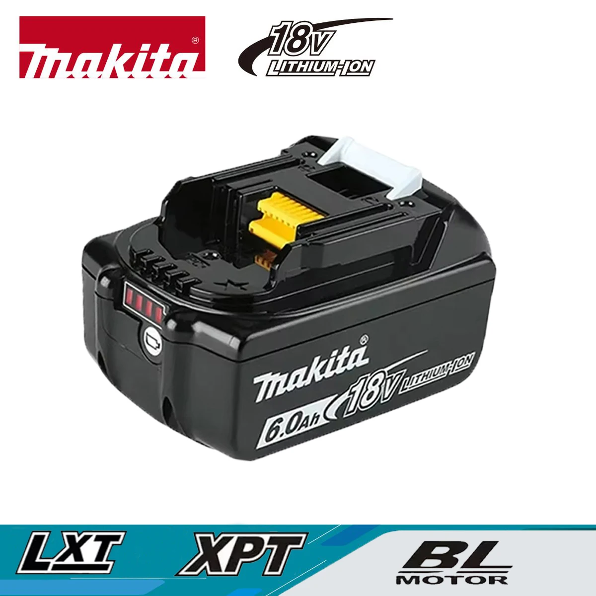 

100% Original 18V 6000mAh Makita Rechargeable Power Tool Battery, Replaceable LED Lithium-ion, LXT BL1860B BL1860BL1850 BL1830