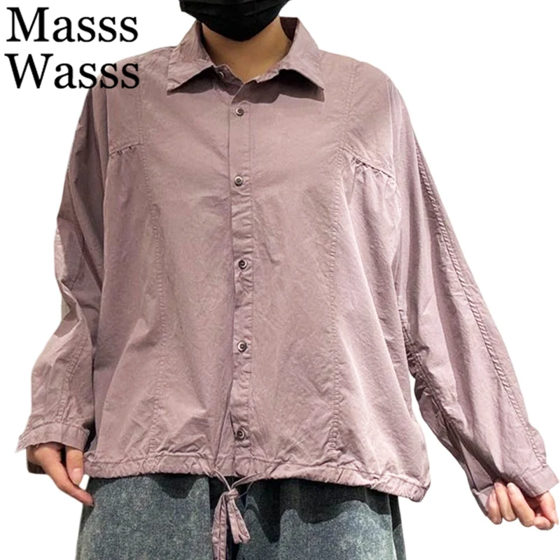 

Masss Wasss 2026 Spring Japanese Classic Fashion Soild Cotton Tops Females Vintage Elegant Leisure Shirts Womens Loose Clothes