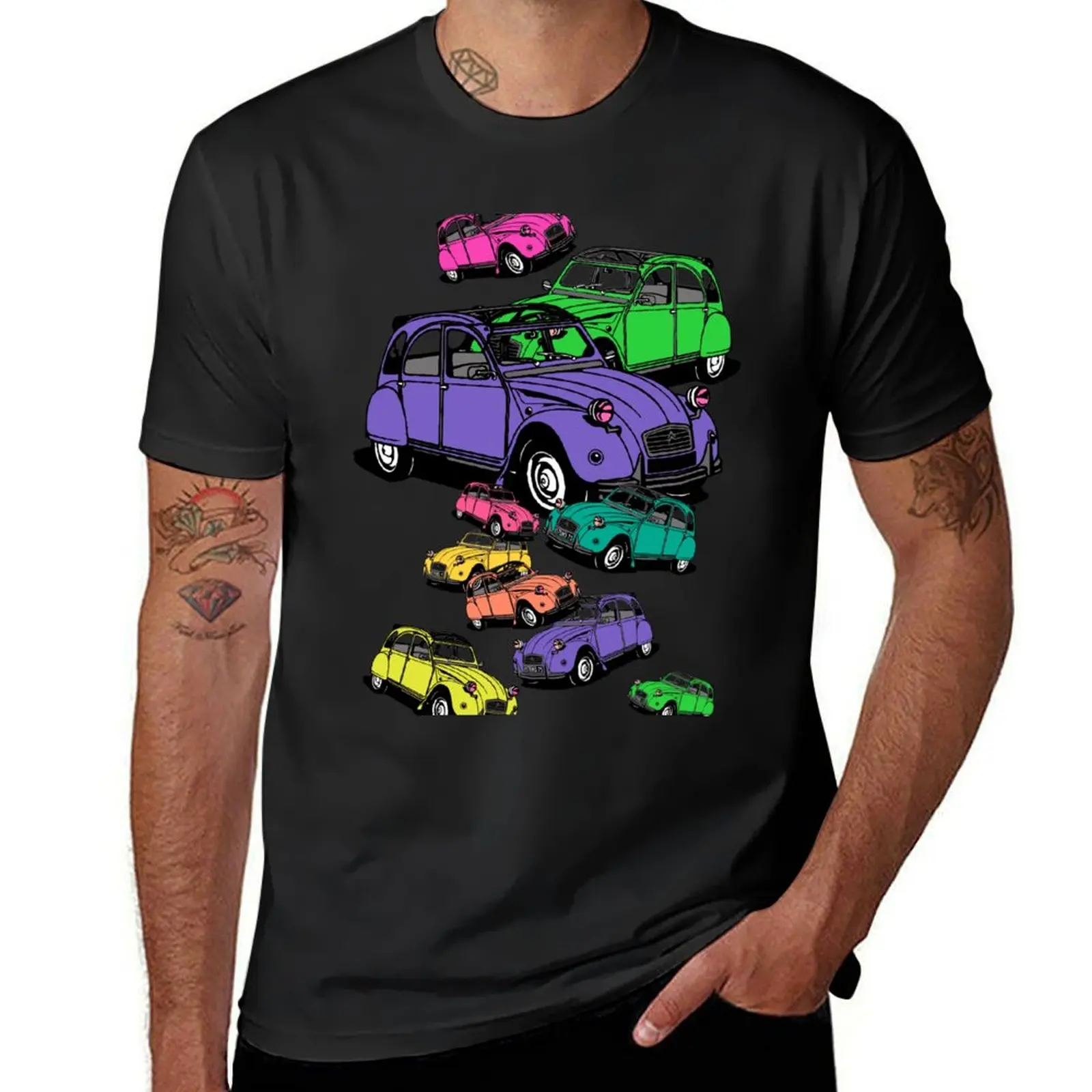 

Citroen 2cv, colorful classic cars Hidden object T-Shirt quick drying summer clothes heavyweight t shirts for men