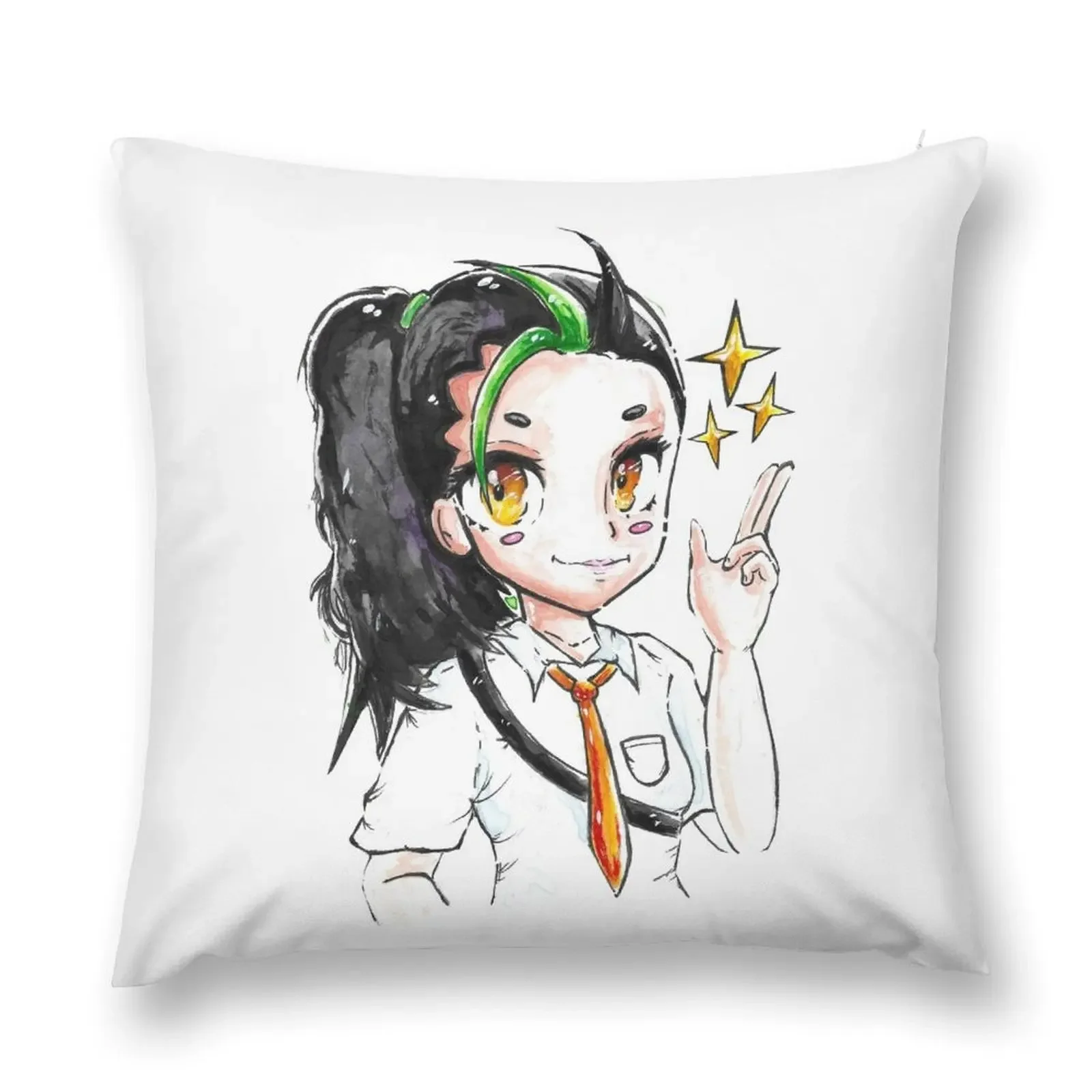 NEMONA - Scarlet Violet - rival trainer - Anime kawaii watercolor art by Foxpuar Throw Pillow christmas decorations 2025 pillow