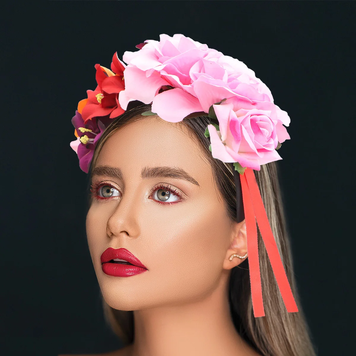 

Flower Headband Women Orchid Rose Crown Comfortable Halloween Festival Hair Wreath Headpiece Bridal Hair Band Flower Headband