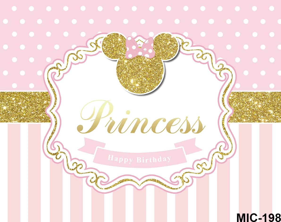 Disney Mickey Minnie Mouse Pink Head Theme Backgrounds Girl Birthday Party Decoration Customized Banner Studio Newborn Backdrops