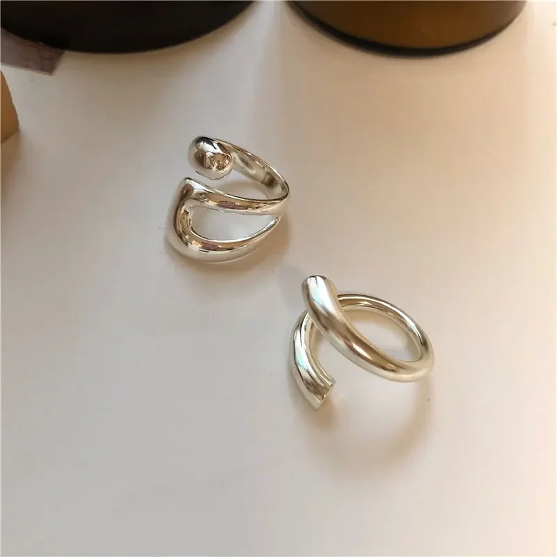 XINYI 925 Sterling Silver Smooth Rings For Women hollow out chain Jewelry Beautiful Finger Open Rings For Party Birthday Gift