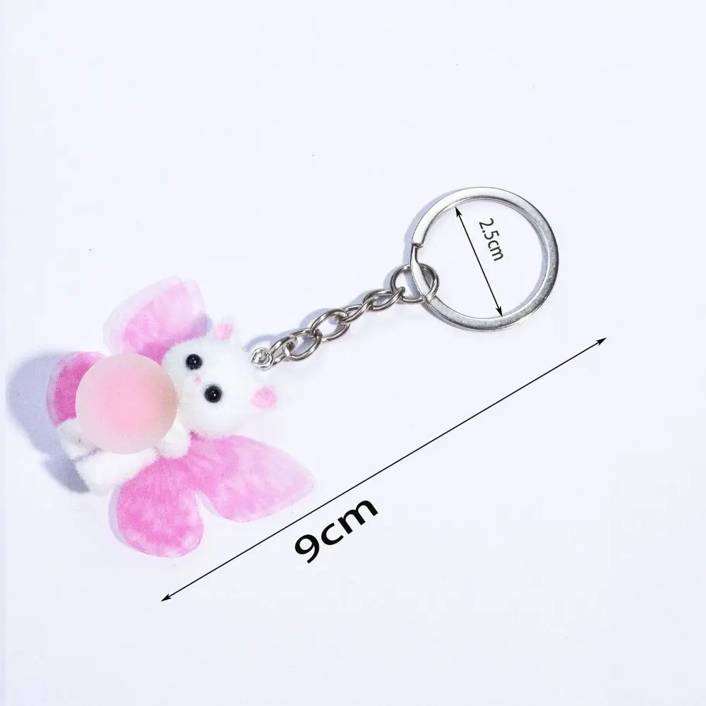 Flocking Cat Keychain 3D Plush Keyring Animal Gift