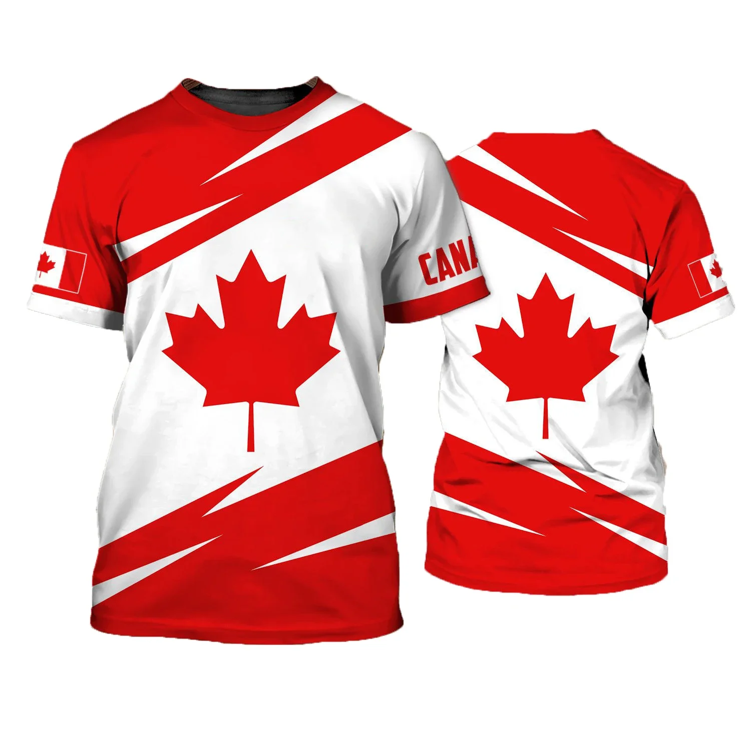 

Canada Flag T-shirt Men's Maple Leaf Pattern Short sleeved Summer Casual Top Hip Hop T shirts Women's Sports Clothes Breathable