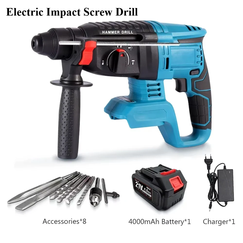 Rechargeable Electric Impact Screw Drill Cordless Hammer Drill Rotary Hammer Tools for 18-21V Makita Battery Home Use Power Tool