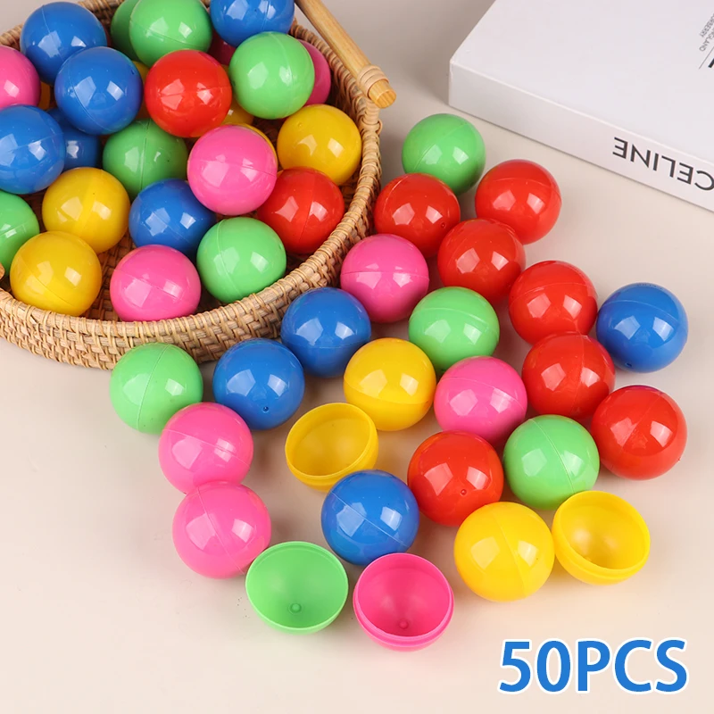 Boules de loterie en plastique de couleurs mélangées de 4cm, 50 pièces, boules de dessin de tombola, balles de jeu creuses ouvrantes, balles d'activité de Table, jouets