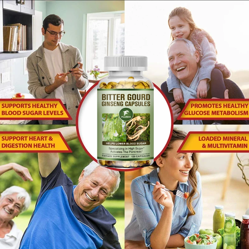 Organic Bitter Melon Ginseng Capsules - Supports Body, Digestive, Skin, Immune & Overall Wellness , Non-GMO, Gluten Free