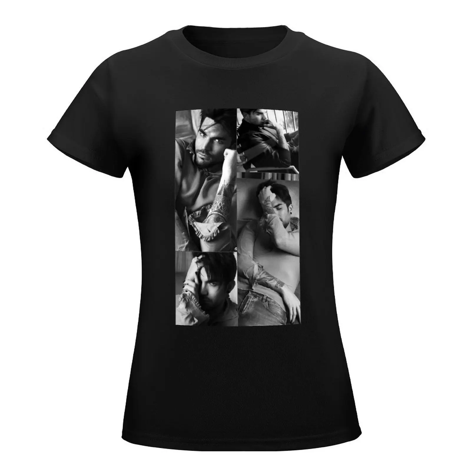 B&W Adam Lambert T-Shirt cute tops plus size tops lady clothes summer top clothes for Women