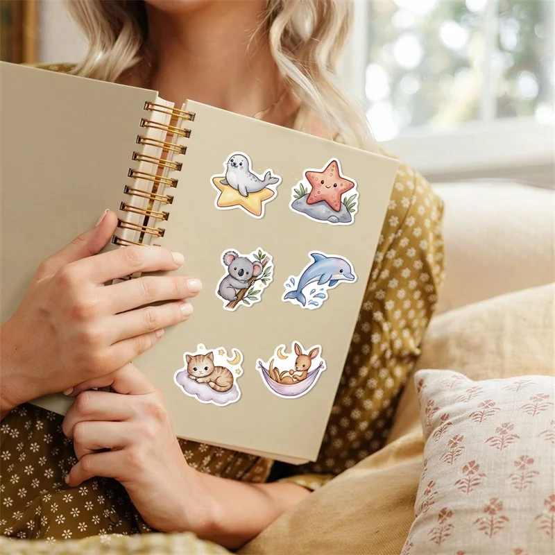 50PCS Cute Gentle Animal PVC Sticker Aesthetic Colored DIY Sticky Decoration Scrapbooking Hand Accounting Supplies view 5