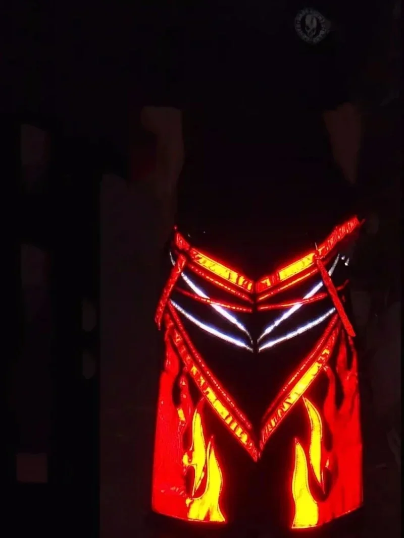 

RAVE GEAR Fashion Flame Pattern Pants Ghost Walk Costume Reflective Pants Shuffle Luminous Pants Hip-hot Dance Trousers Casual