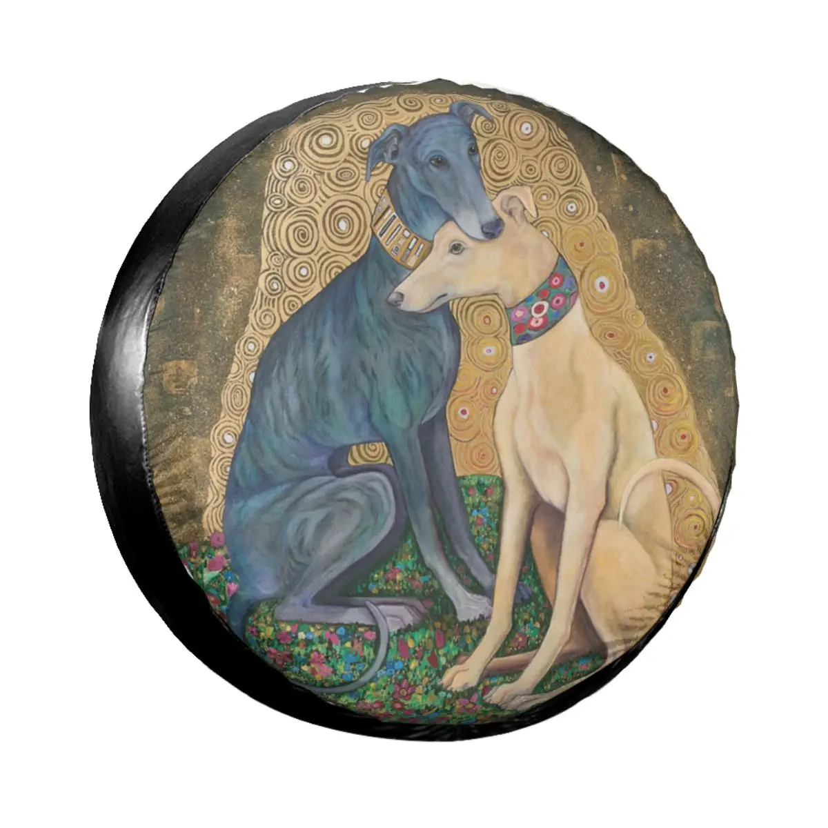 Gustav Klimt Greyhound Dog Art Spare Tire Cover Case Bag Pouch for Jeep Whippet Sihthound Dog Car Wheel Protectors Accessories