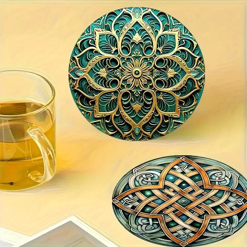 هذا المجموعة المكونة من 6 قطع من الوقايات المطبوعة الملونة بأنماط زهرة ماندالا مناسبة لتزيين الطاولة وهدايا عيد الميلاد