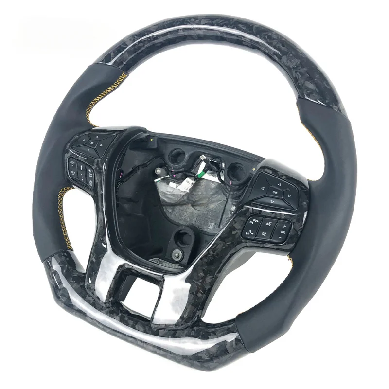 For Ford Everest 2016-2020 Custom Smooth Leather Forged Carbon Fiber Steering Wheel