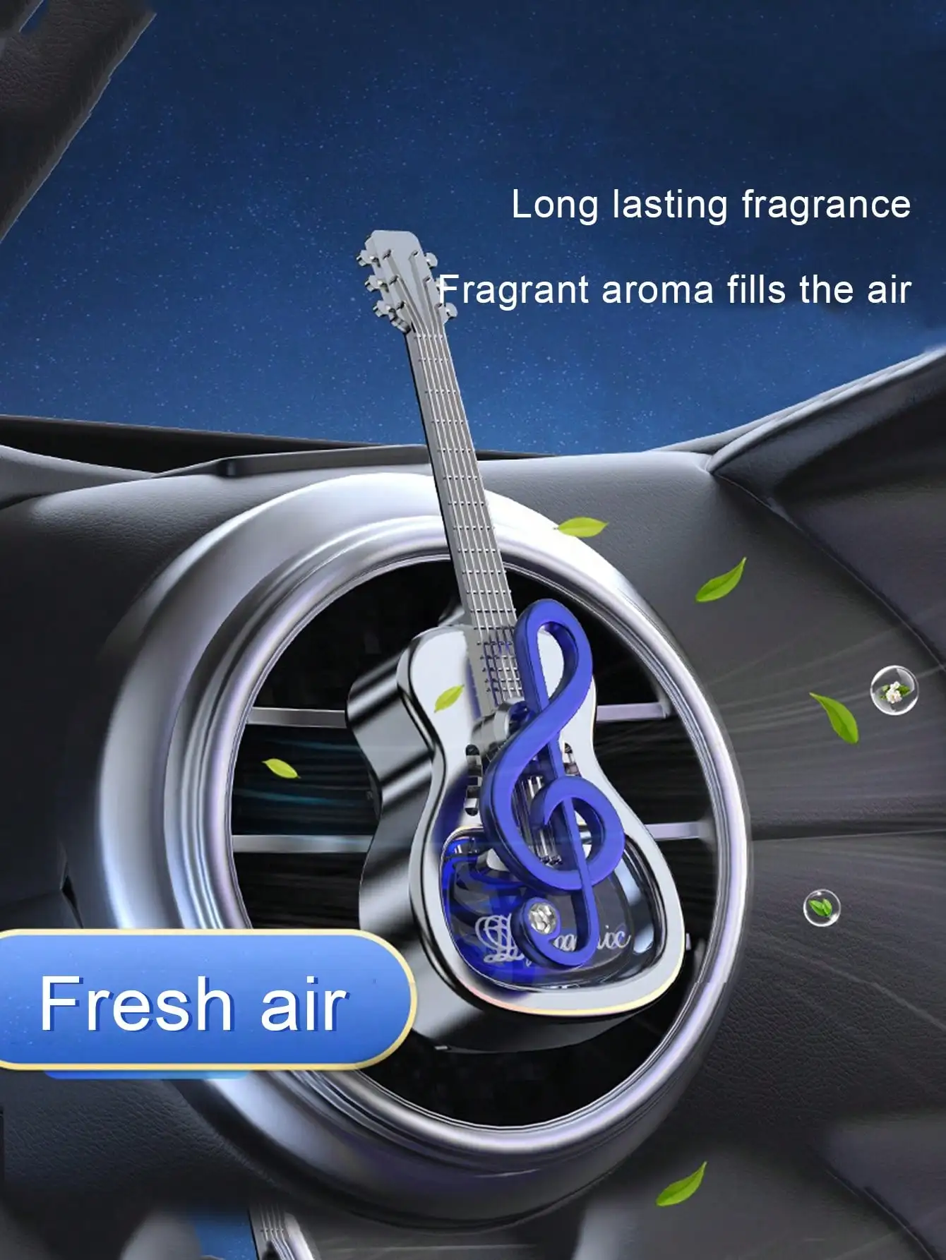 1Pc Car Air Outlet Car‑Mounted Aromatherapy Car Interior Air Freshener Car Perfume Mini Car Dynamic Music Note Air Outlet Perfum
