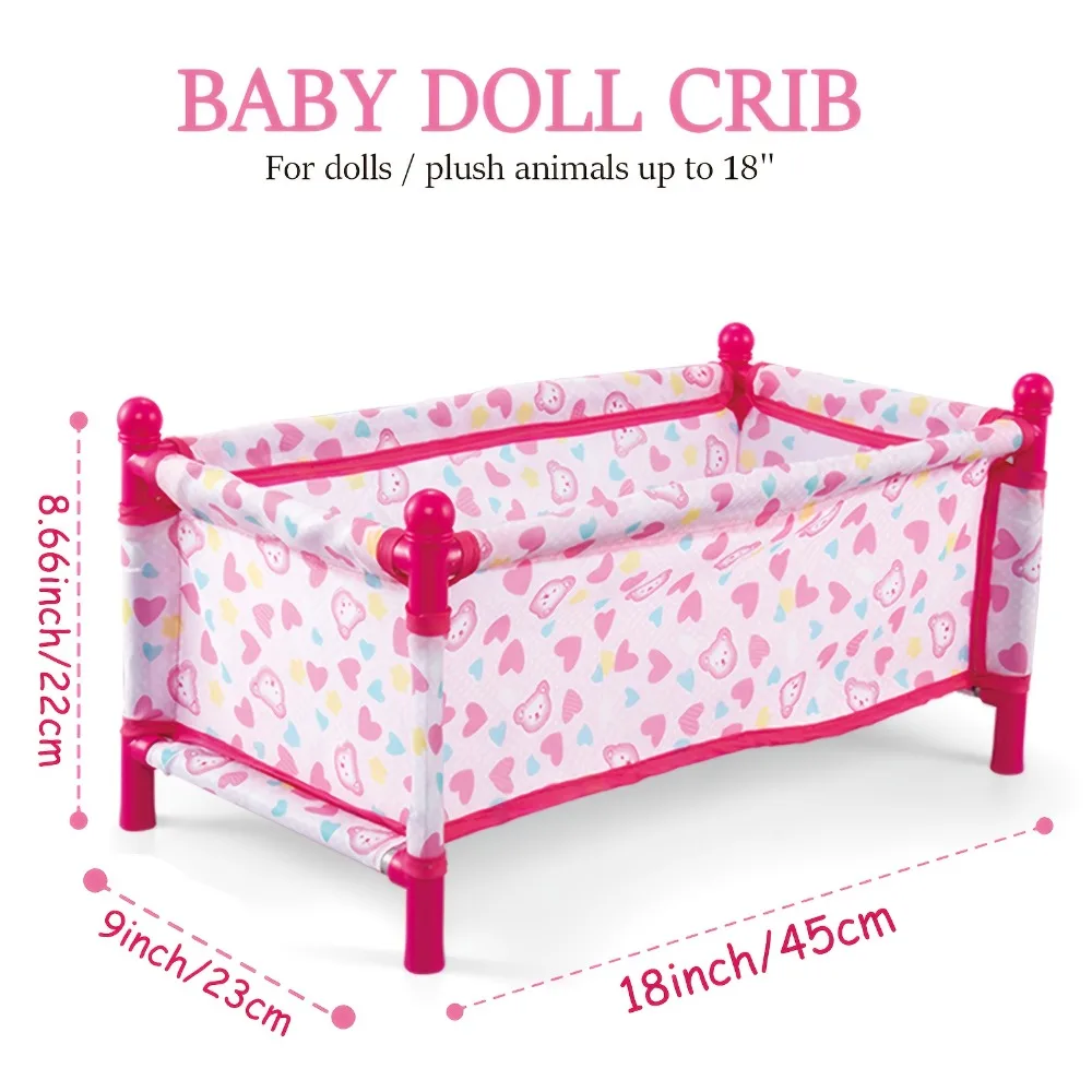 Simulation Baby Doll Bed Crib Furniture Toy, for reborn dolls under 18", for girls Ages 3+ as toy Nursery Room Decoration Gifts
