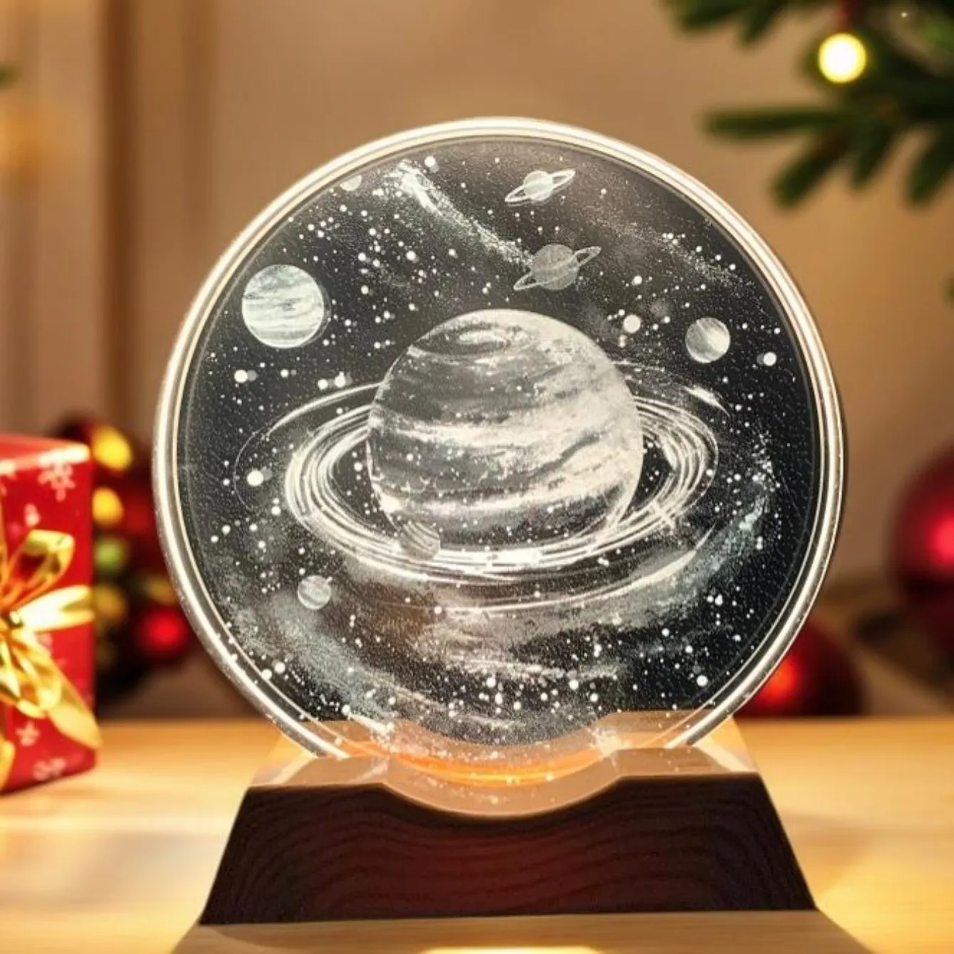 드림 유니버스 크리스탈 LED 야간 조명 스트립 베이스, 유리 장식 램프, 침실, 거실, 생일 및 달맞이 선물에 적합