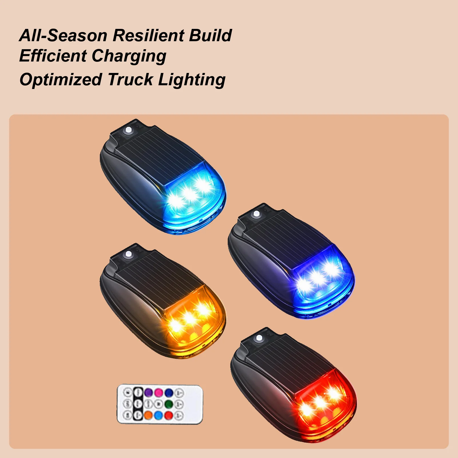 

Solar Powered Cab Lights For Truck Cab Marker Lights Pack Of 4 Smart Sensing Waterproof Automotive Accessories For Motorcycle