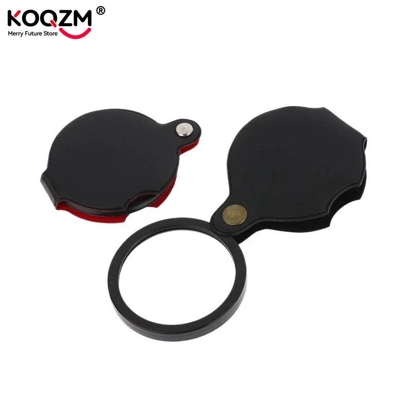 50/60mm Mini Magnifying Glass 6/8X Folded Leather Case Portable Handheld Read Newspaper Jewelry Gift Single Glass Lens Magnifier