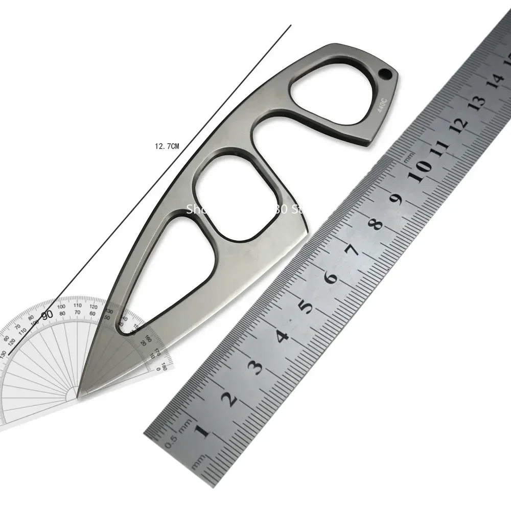 Vollstahl 440C Mini-Taschenmesser für Outdoor, Dschungel-Notfälle, Camping, Feststehende Klinge, Rucksack-Nutzwerkzeug, Paketöffner-Messer – Detail 2