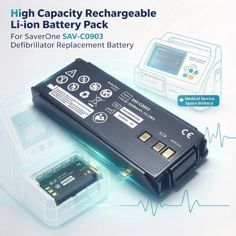High Capacity Rechargeable Li-ion Battery Pack For SaverOne SAV-C0903 Defibrillator Replacement Battery