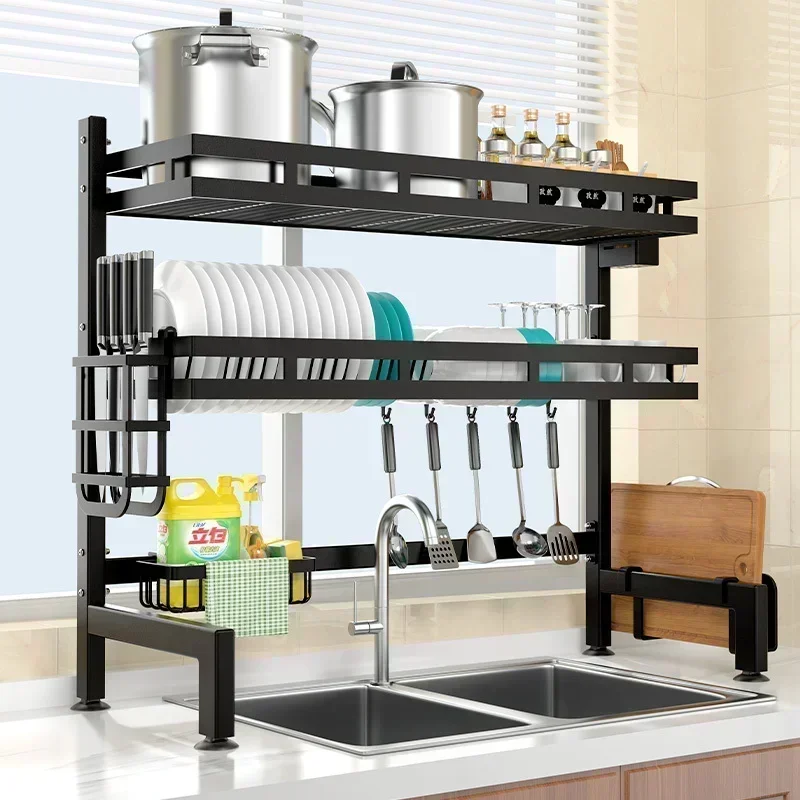 

Kitchen sink storage rack with multifunctional dishwashing rack and sink for placing dishes and draining water