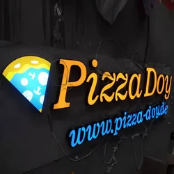 Customized outdoor frontlit acrylic Pizza shop LED logo signs, Pizzeria store name LED letters