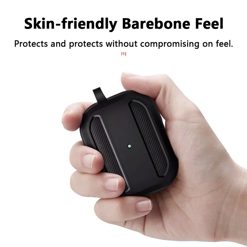 For Airpods Pro 2 Generation 3 2 Case Carbon Fiber Soft Frosted Case Protective Case Shock Absorbing and Anti-Drop with Keychain