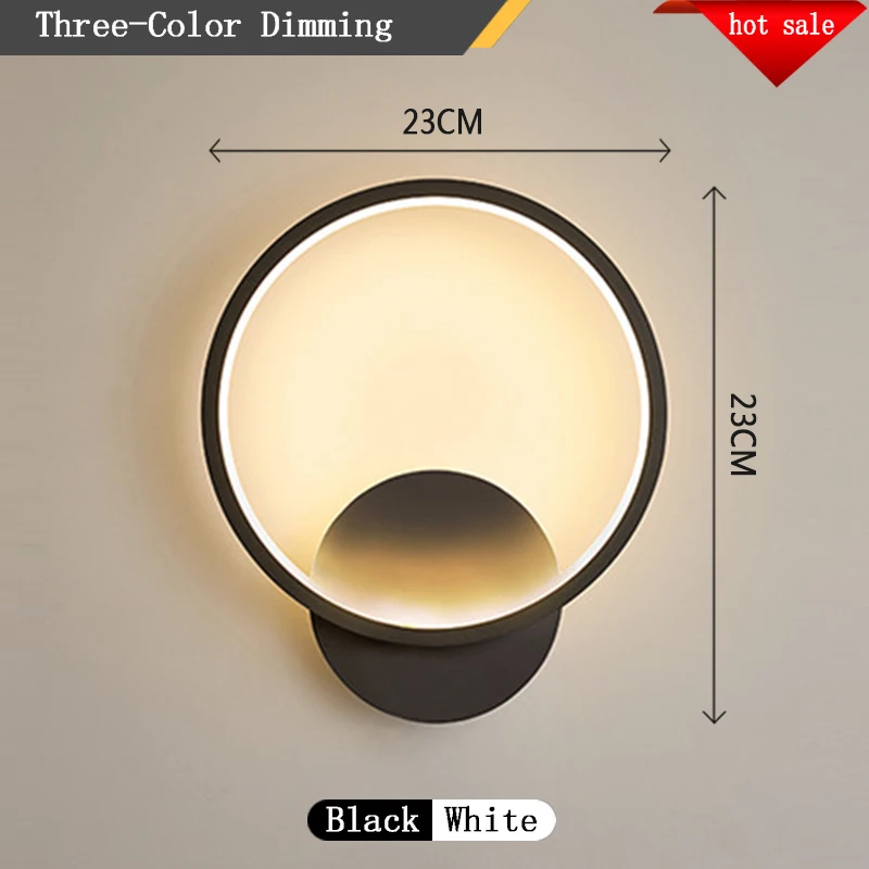 Hot Sale LED Wall Light Bedside Corridor Lamp Modern Minimalist Interior Home Decoration Black White 15W Ring Square Wall Light