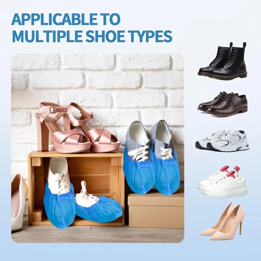100枚入り（50ペア）使い捨て防水滑り止めシューズカバー、屋内用CPEプラスチック製フットカバー、家庭用掃除に最適