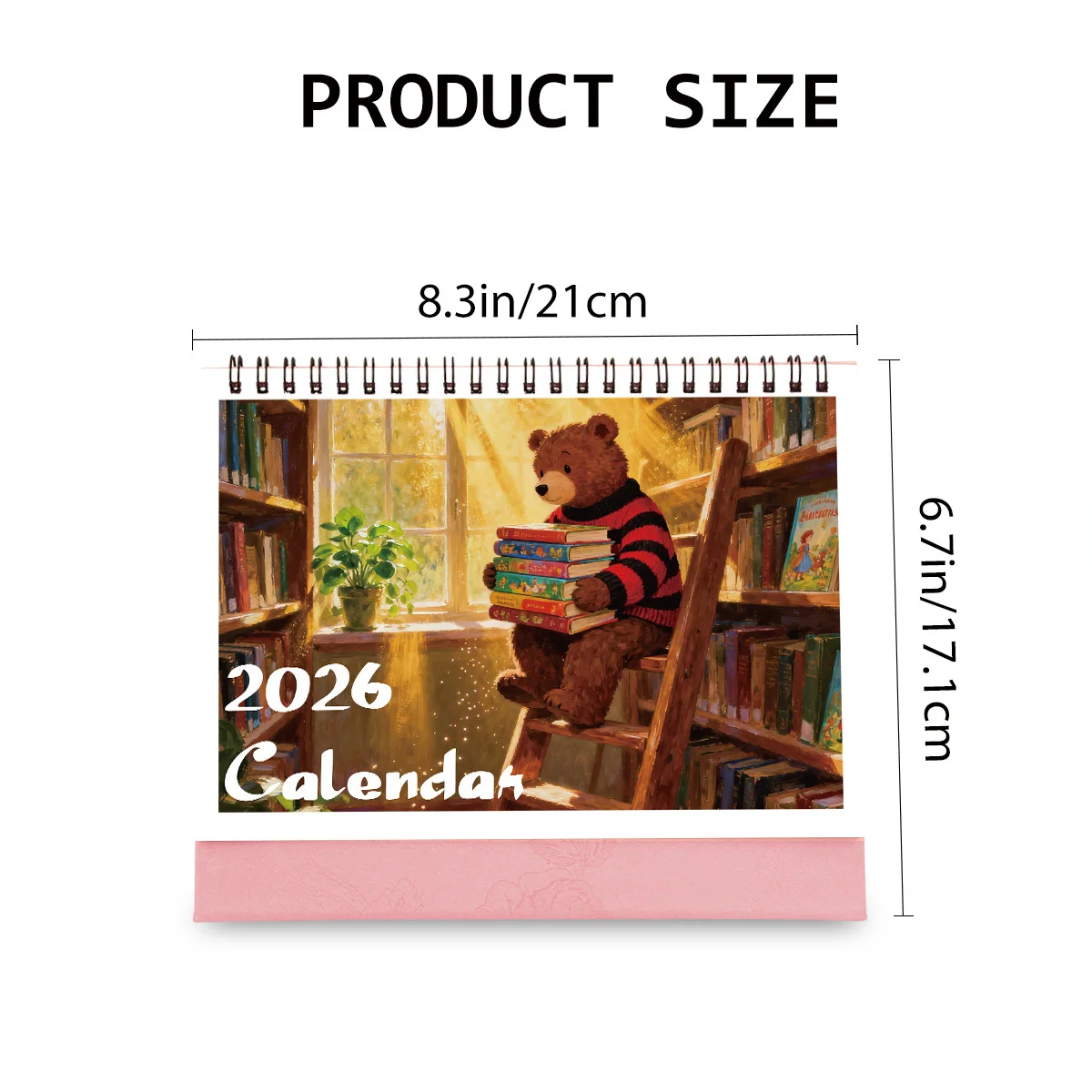 1 affascinante calendario da tavolo a tema orso con scene stagionali accoglienti per la casa e la scrivania dell'ufficio, regalo di Capodanno 2026