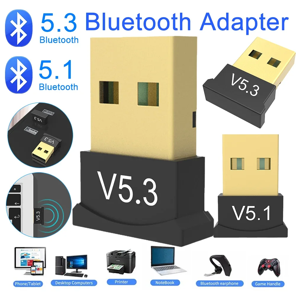 

USB Bluetooth 5,3 адаптер громкой связи беспроводной передатчик приемник аудио Bluetooth 5.1 ключ беспроводной USB адаптер для ПК ноутбука