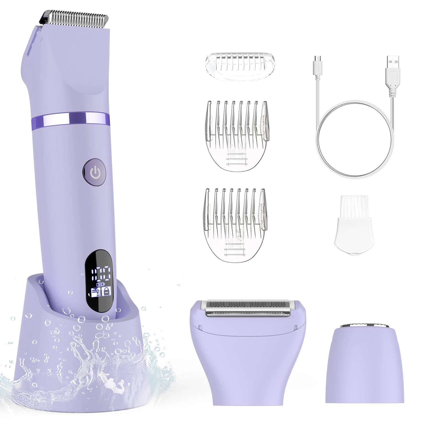 Neuer Damen-Rasierer Dreifachfunktion Multifunktional Waschbarer Haarentferner Digitales Display Bikini Intim-Trimmer