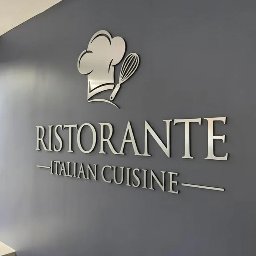 

Индивидуальные 2D металлические буквы с LED-подсветкой и акриловым покрытием | Металлическая вывеска без подсветки: современный логотип для декора коммерческих входов и рекламы на стене