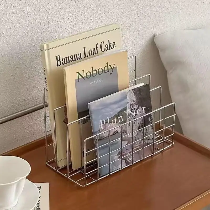 (Ce14)Modern Chrome Metal 3-Tier Desktop Storage Organizer With 10 Compartment Multi-Functional Tabletop Shelf For Book Magazine