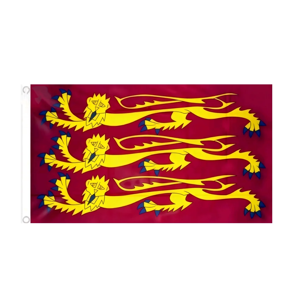 Medieval Banner King Richard Lionheart England Flag 2x3ft 3x5 FT Vintage Three Gold Lions Crusader Knights Templar Outdoor Decor