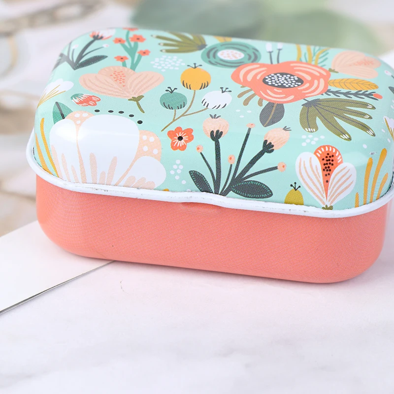 Mini Box Earring Nail Storage Box Pill Coin Box Mini Flower Tin Trinket Coin Box Jewelry Storage Case